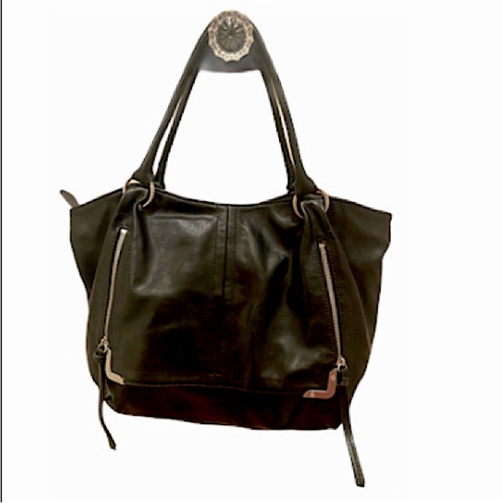 Pure Black Kooba Leather Handbag V Couture NYC Y2K